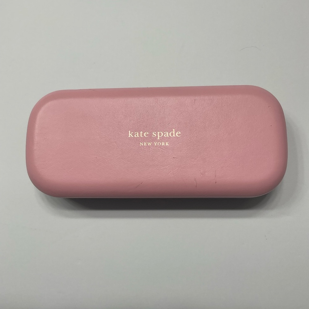 Kate Spade New York Sunglasses Case Pink Green Faux Leather Clamshell Hard-case